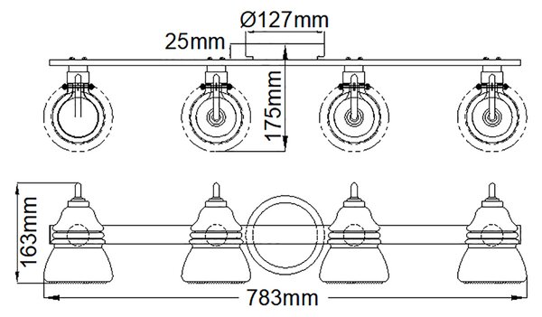 Kichler klasszikus tükör világítás talland króm elskltalland4pcbath IP44