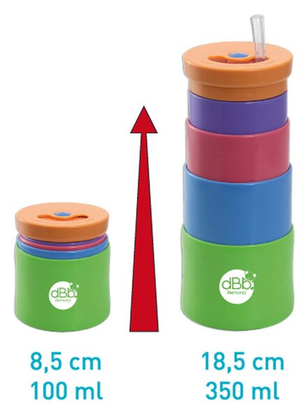 Dbb Teleszkópos színes pohár szívószállal 350 ml