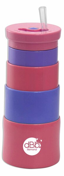 Dbb Teleszkópos rózsaszín-lila pohár szívószállal 350 ml