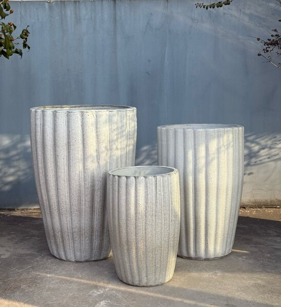 Kaspó kerámia Mondex Hevra 46x46x68/38x38x58/29x29x44cm krém 3db