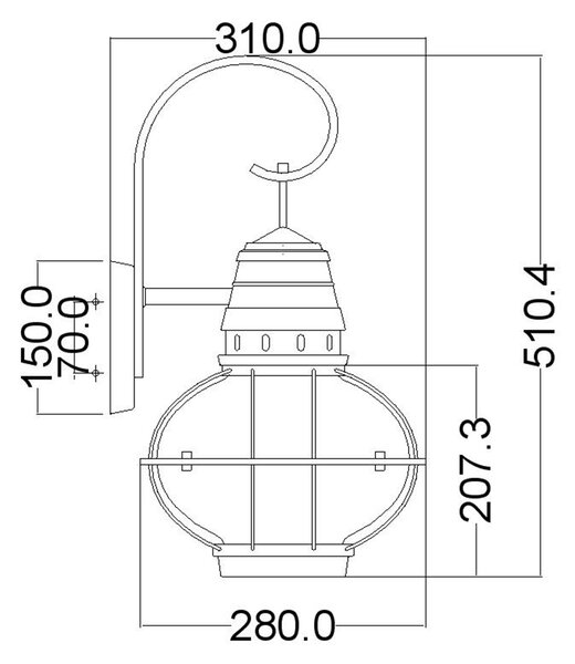 Kichler klasszikus kültéri fali lámpa bridgepoint sárgaréz elsklbridgepointlnbr IP44