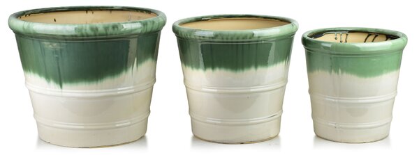 Kaspo kerámia EVRO BIG 45/37/30 cm zöld-fehér 3 db