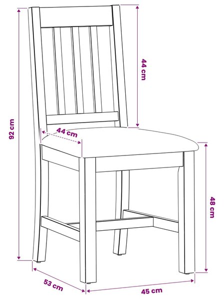 VidaXL Étkezőszék VENLO 2 pcs Tömör Tölgyfa Bézs 45 x 53 x 92 cm