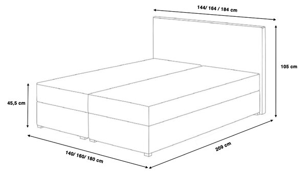 DEAN kárpitozott boxspring franciaágy - olivazöld Méret: 180x200