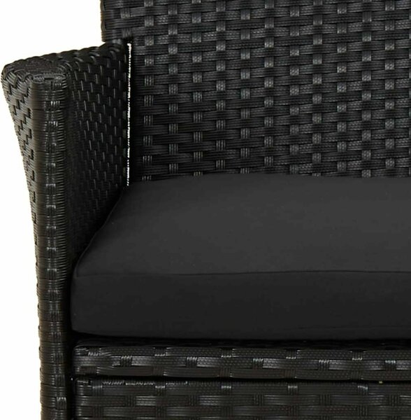 Polyrattan Kerti Étkezőgarnitúra - 9 részes - Fekete