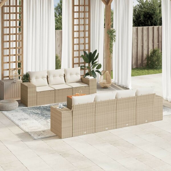 VidaXL Polyrattan Kerti Ülőgarnitúra - 8 részes - Bézs
