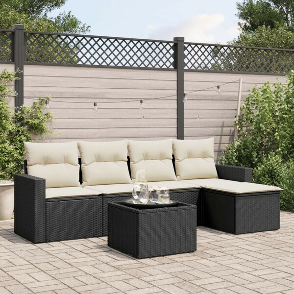 VidaXL Polyrattan Kerti Ülőgarnitúra - 6 részes - Fekete