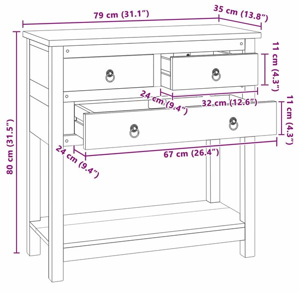 VidaXL Széf Természetes 79 x 35 x 80 cm Tömör Teakfa