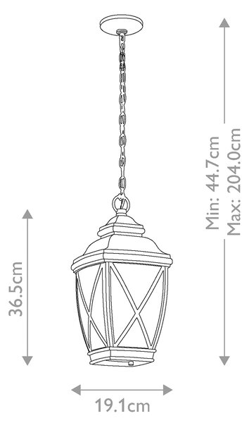 Kichler klasszikus kültéri függeszték tangier antik bronz elskl-tangier8-m IP54