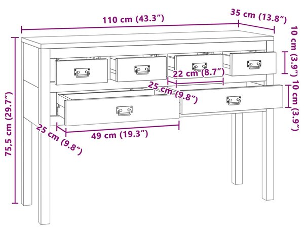 VidaXL Széf Természetes 110 x 35 x 75,5 cm Tömör Teakfa