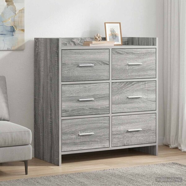 VidaXL Széf Szürke Sonoma 75 x 33 x 80 cm Szerelt Fa