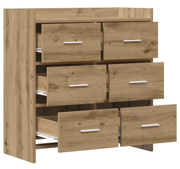 VidaXL Széf Kézműves Tölgy 75 x 33 x 80 cm Szerelt Fa