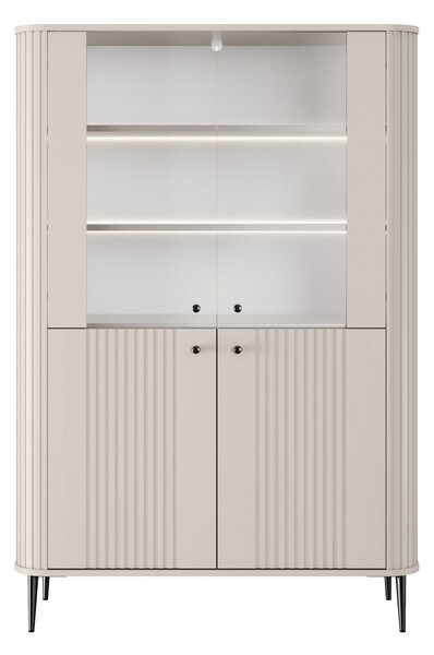Vesper négyajtós vitrines szekrény 103 cm - kasmír / fekete lábak