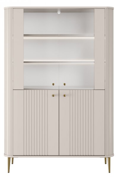 Vesper négyajtós vitrines szekrény 103 cm - kasmír / arany lábak