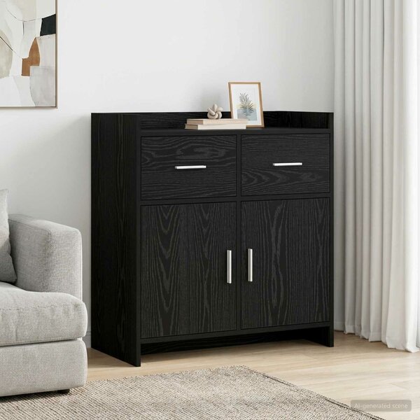 VidaXL Széf Fekete Tölgy 75 x 36 x 80 cm Szerelt Fa