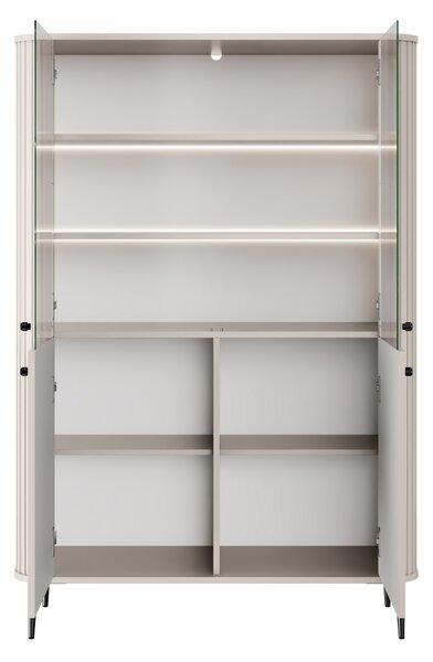 Vesper négyajtós vitrines szekrény 103 cm - kasmír / fekete lábak
