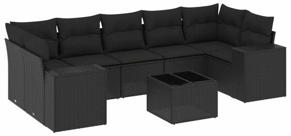 VidaXL Polyrattan Kerti Ülőgarnitúra - 8 részes - Fekete
