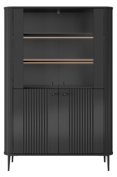 Vesper négyajtós vitrin 103 cm - fekete / fekete lábak