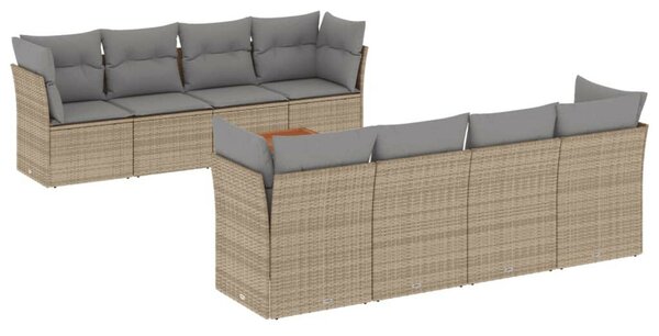 VidaXL Polyrattan Kerti Ülőgarnitúra - 9 részes - Bézs
