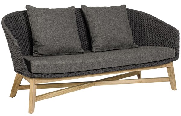 Sötétszürke fonott kerti kétüléses kanapé Bizzotto Coachella 168 cm
