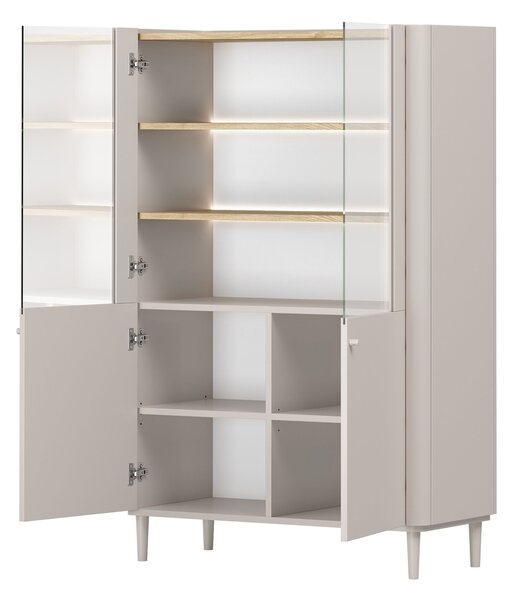 Elivo vitrines szekrény 100 cm kétajtós lábakon - kasmír / olajozott tölgy