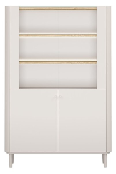 Elivo vitrines szekrény 100 cm kétajtós lábakon - kasmír / olajozott tölgy