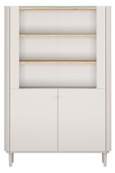 Elivo vitrines szekrény 100 cm kétajtós lábakon - kasmír / olajozott tölgy