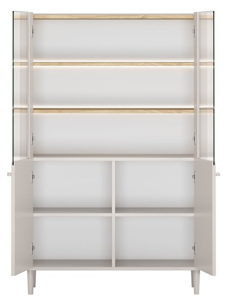 Elivo vitrines szekrény 100 cm kétajtós lábakon - kasmír / olajozott tölgy