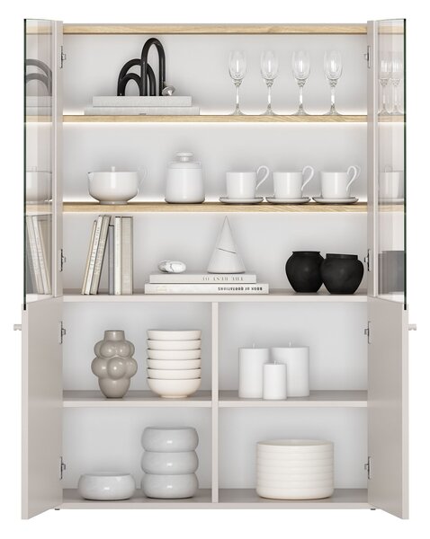 Elivo vitrines szekrény 100 cm kétajtós - kasmír / olajozott tölgy