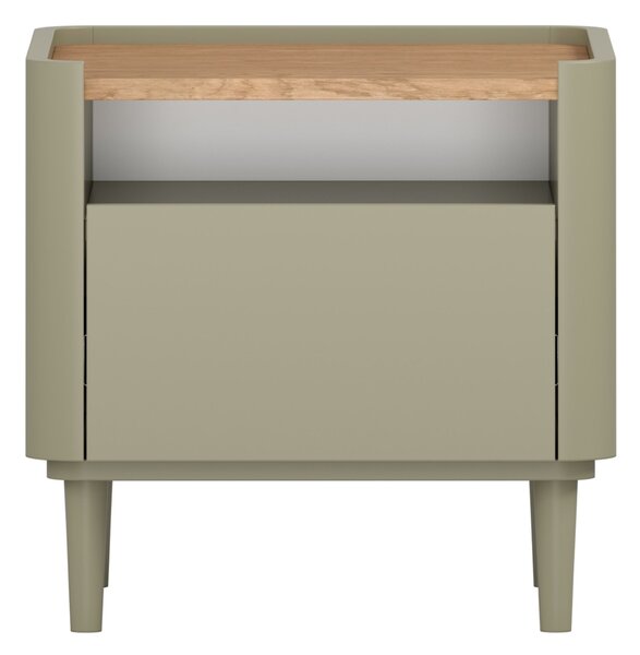 Elivo éjjeliszekrény 50 cm fiókkal, fém lábakon - eukaliptusz / baltic dune tölgy