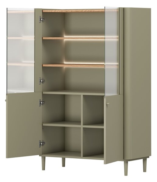 Elivo vitrines szekrény 100 cm kétajtós lábakon - eukaliptusz / baltic dune tölgy
