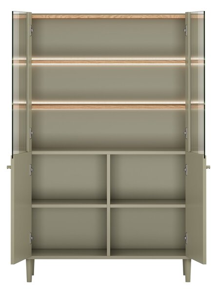 Elivo vitrines szekrény 100 cm kétajtós lábakon - eukaliptusz / baltic dune tölgy