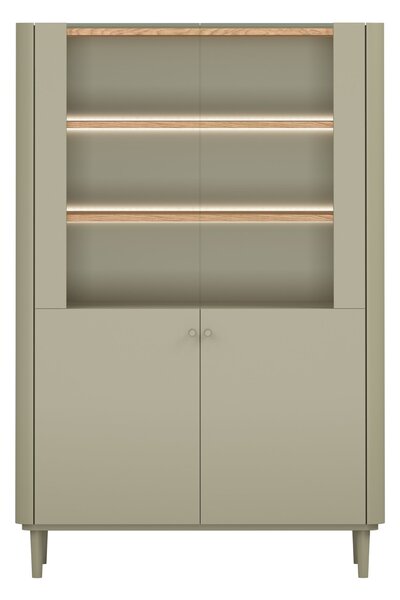 Elivo vitrines szekrény 100 cm kétajtós lábakon - eukaliptusz / baltic dune tölgy