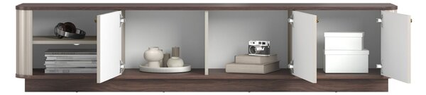 Vesper 3D TV-szekrény 187 cm talapzaton - kasmír / dió / arany fogantyúk