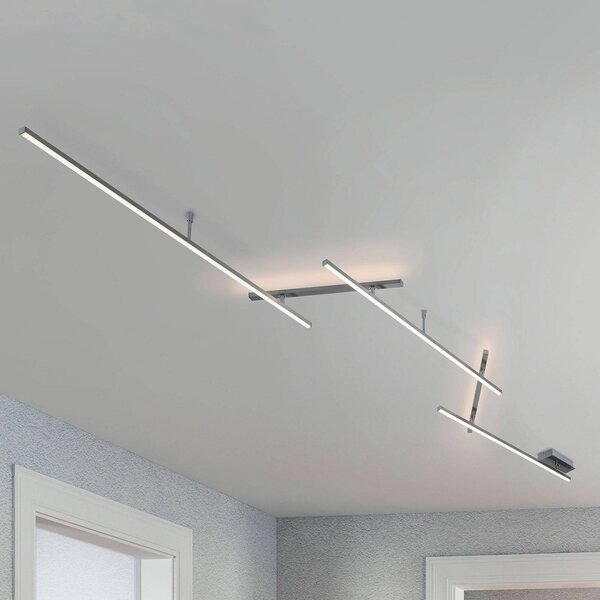Trio Lighting Indira forgatható LED mennyezeti lámpa, fényerőszabályozóval, nikkel, dimmelhető, Alu / szürke / cink, Nappali / Étkező, fém, Modern