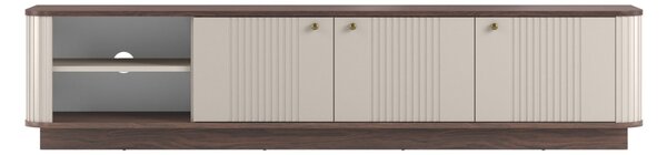 Vesper 3D TV-szekrény 187 cm talapzaton - kasmír / dió / arany fogantyúk