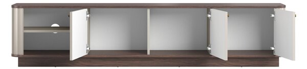Vesper 3D TV-szekrény 187 cm talapzaton - kasmír / dió / arany fogantyúk