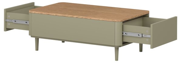 Elivo dohányzóasztal 100 cm fiókokkal, fém lábakon - eukaliptusz / baltic dune tölgy