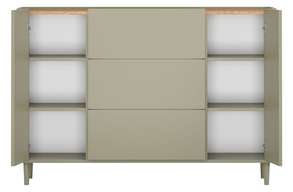 Elivo komód 150 cm fiókokkal lábakon - eukaliptusz / baltic dune tölgy