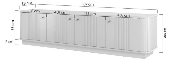 Vesper 4D TV-szekrény 187 cm talapzaton - kasmír / fekete fogantyúk