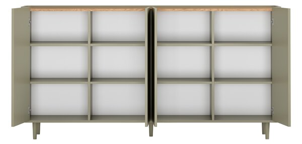 Elivo négyajtós komód lábakon 200 cm - eukaliptusz / baltic dune tölgy