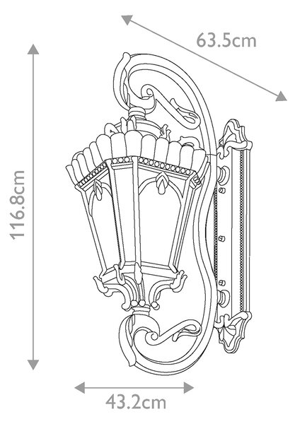 Kichler klasszikus kültéri fali lámpa tournai antik sárgaréz elskl-tournai1g-xl IP44