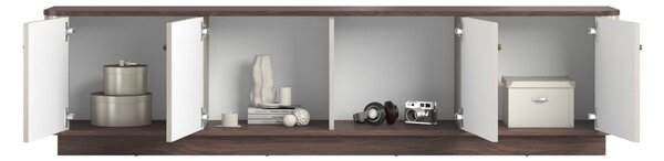 Vesper 4D TV-szekrény 187 cm talapzaton - kasmír / dió / arany fogantyúk