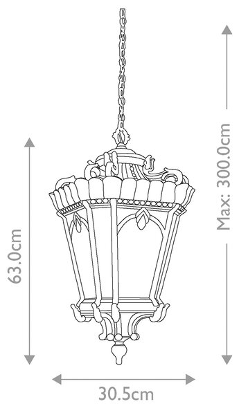 Kichler klasszikus kültéri függeszték tournai antik sárgaréz elskl-tournai8-xl IP44