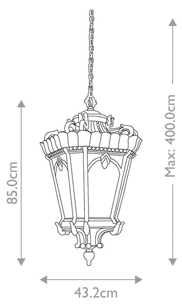Kichler klasszikus kültéri függeszték tournai antik sárgaréz elskl-tournai8g-xl IP44