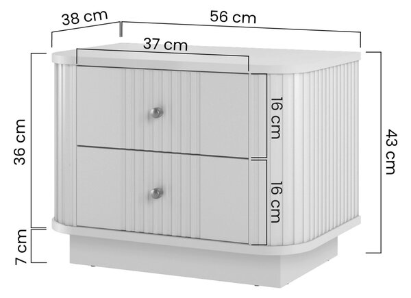 Vesper éjjeliszekrény készlet 2 db-os 56 cm - kasmír / arany fogantyúk