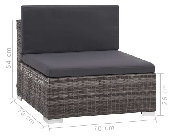 VidaXL Polyrattan Kerti Ülőgarnitúra - 6 részes - Szürke