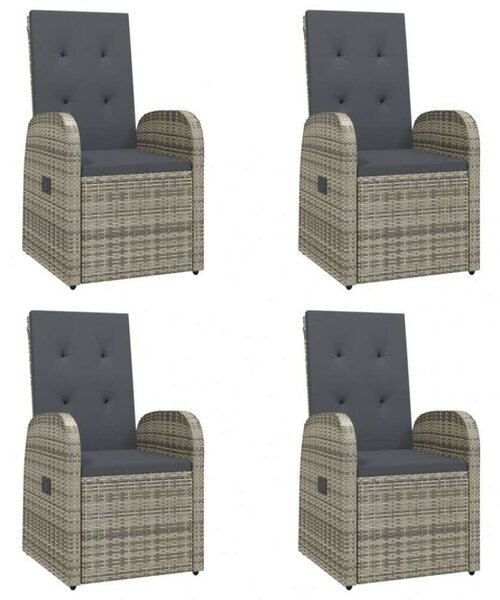 5 részes Polyrattan Kerti Étkezőgarnitúra - Szürke