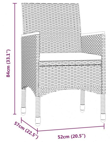 Rattan Kerti Étkezőgarnitúra - 5 részes - Fekete