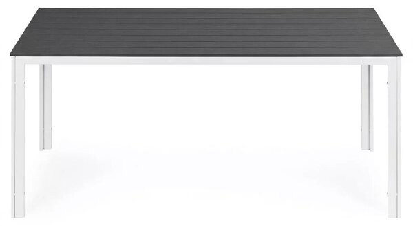 Kerti asztal, MultiGarden SAK-156-4-5, szürke/fehér, 156 x 78 cm, 6 személyes, magasság: 74 cm, fahatású műanyag asztallap, porszórt acél váz, teherbírás: 150 kg